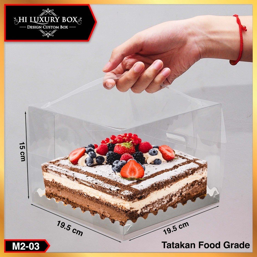 Mika Cake Kotak Mika Packaging Mika Transparan Murah | Persegi | M2-handle - Image 4