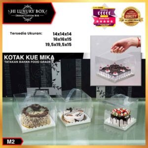 Mika Cake Kotak Mika Packaging Mika Transparan Murah | Persegi | M2-handle