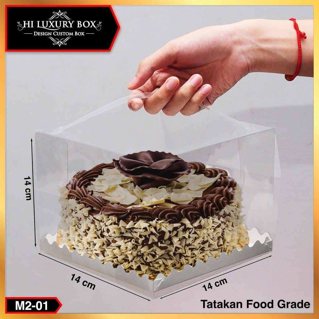 Mika Cake Kotak Mika Packaging Mika Transparan Murah | Persegi | M2-handle - Image 2