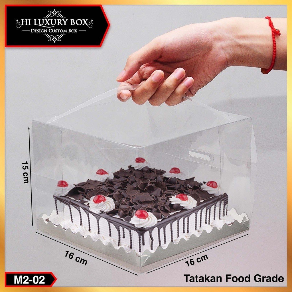 Mika Cake Kotak Mika Packaging Mika Transparan Murah | Persegi | M2-handle - Image 3