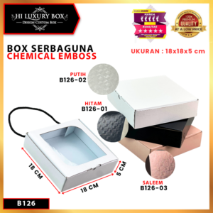 Kotak Kado Hampers Baju / Box Mika Chemical embos / Dus Souvenir / 18x18x5 / B126