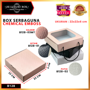 Kotak Kado Hampers Baju / Box Mika Chemical embos / Dus Souvenir / 22x22x6 / B128