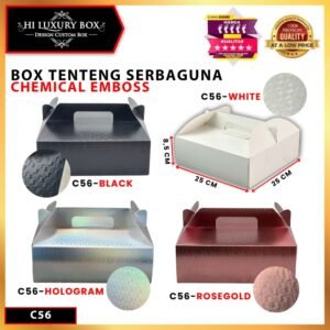 Box Serbaguna Tenteng Chemical Emboss | Dus Souvenir Parcel Handle Mewah|25x25x8,5 |C56