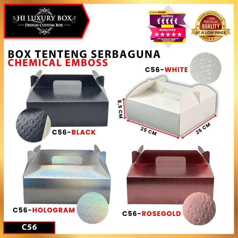 Box Serbaguna Tenteng Chemical Emboss | Dus Souvenir Parcel Handle Mewah|25x25x8,5 |C56