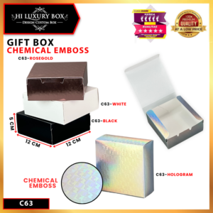 Gift Box Mewah Chemical Emboss - Bikin Kadomu Makin Istimewa Dan Elegan 12x12x5cm - C63