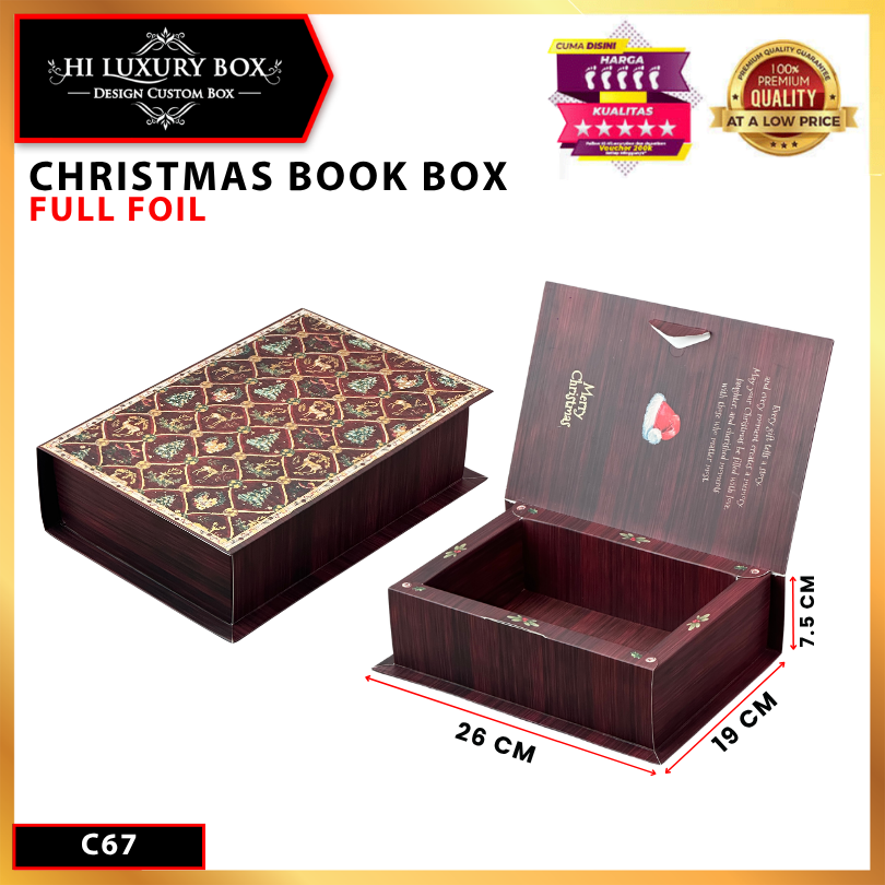 Box Natal Premium / Kotak Buku Natal / Hampers Christmas / Kotak Kue / 26x19x7,5cm / c67 - Image 2