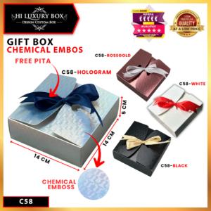 [FREE PITA] Gift Box Chemical Emboss 14x14x5 Cm Kode C58 - Kotak Hadiah Premium