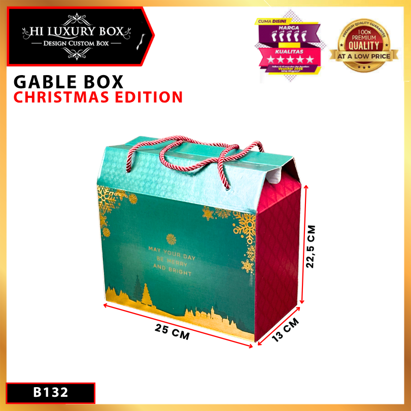 Box Hampers / Gable Box Natal / Kotak Souvenir Hadiah / Christmas Edition / 25x13x22,5cm / B132 - Image 2