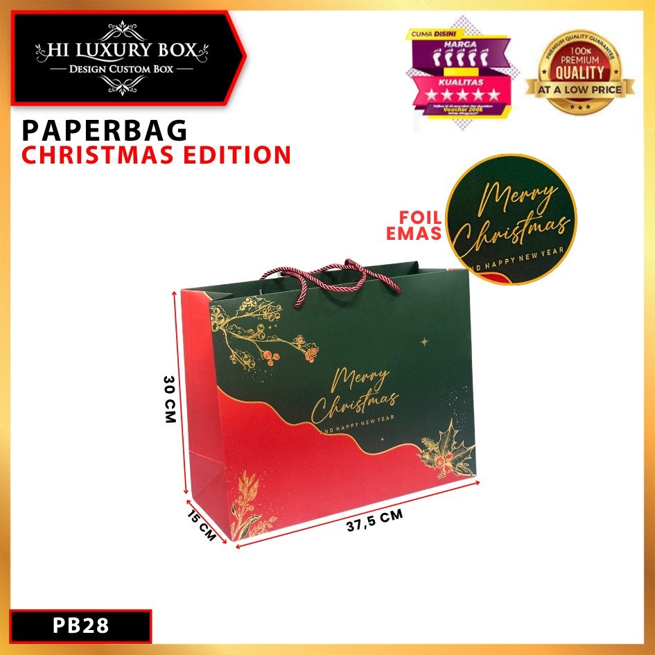 Paper Bag Natal / Crishtmas Edition / Premium / Tas Kado / 37,5x15x30cm / PB28 - Image 2