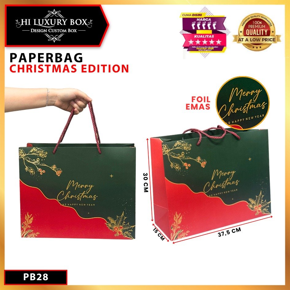 Paper Bag Natal / Crishtmas Edition / Premium / Tas Kado / 37,5x15x30cm / PB28